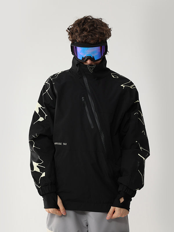 Men's Air Pose Oblique Zipper Wave Anorak Snow Jacket