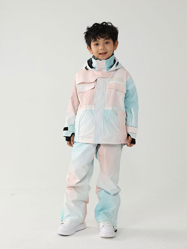 Kid's Air Pose Tie Dye Cargo Snow Jacket & Pants